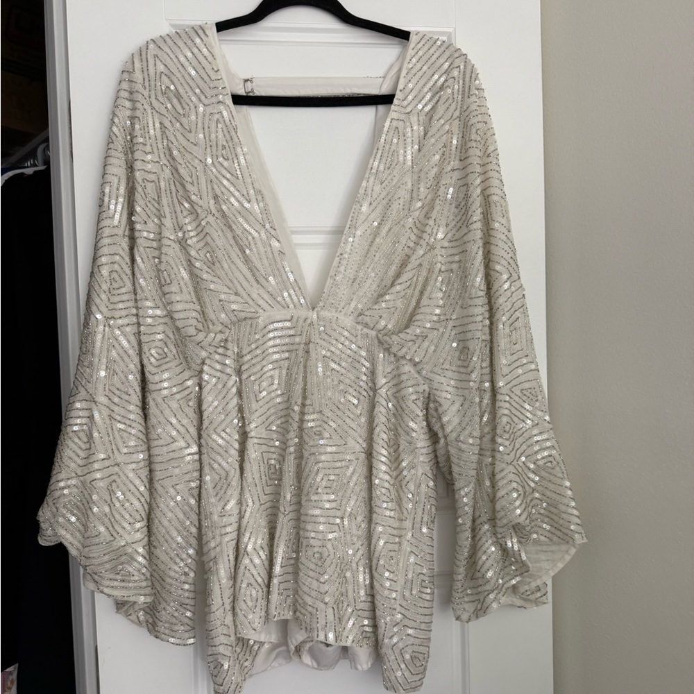 ASOS Silver Sequin Geometric Top